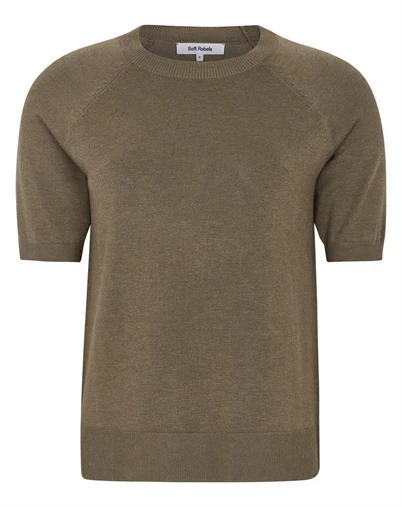 Soft Rebels - SRMaria SS O-Neck Strik - Sepia Melange